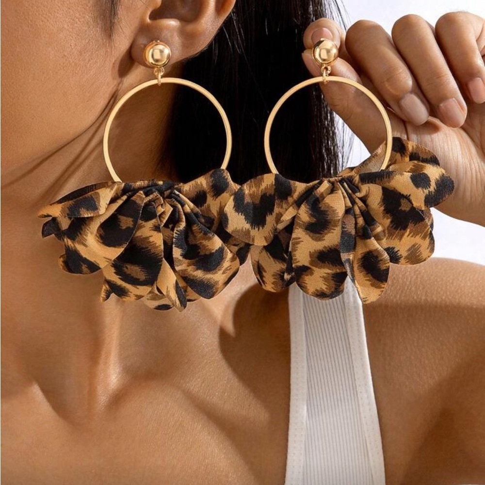Leopard Print Hoop Earrings